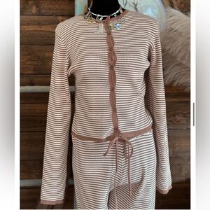 Striped Brown Cardigan Sweater